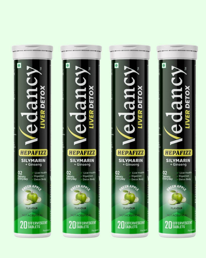 Vedancy HepaFizz – Herbal Liver Wellness Effervescent Tablets | Milk Thistle (Silymarin 250 mg), Vitamin B9 & B12 + 6 Ayurvedic Herbs