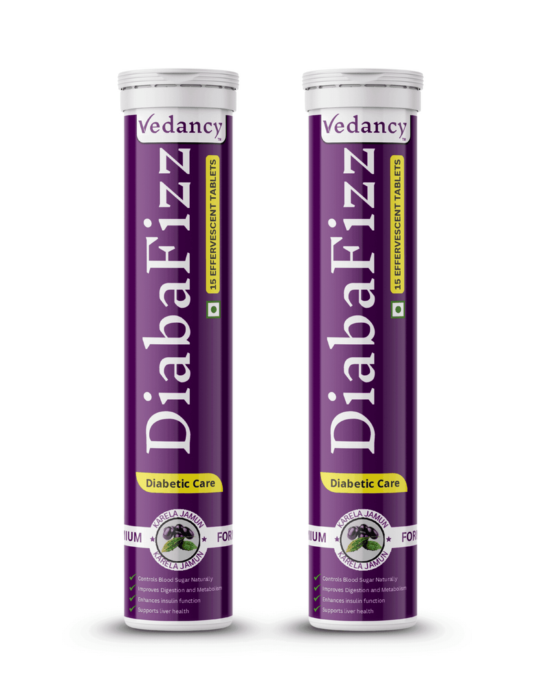 Diabafizz – Herbal Blood Sugar Wellness Effervescent Tablets | Jamun, Karela & 9 Ayurvedic Herbs | Sugar-Free, Vegan, Non-GMO | 15 Tabs - Vedancy