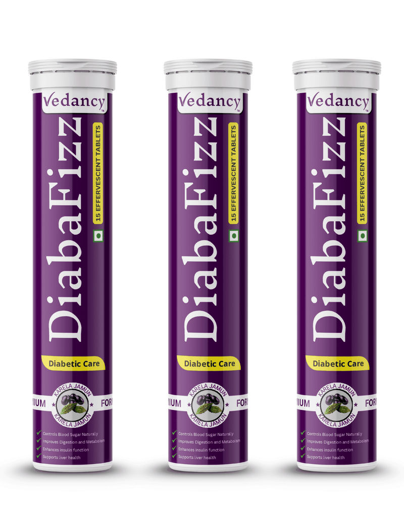 Diabafizz – Herbal Blood Sugar Wellness Effervescent Tablets | Jamun, Karela & 9 Ayurvedic Herbs | Sugar-Free, Vegan, Non-GMO | 15 Tabs - Vedancy