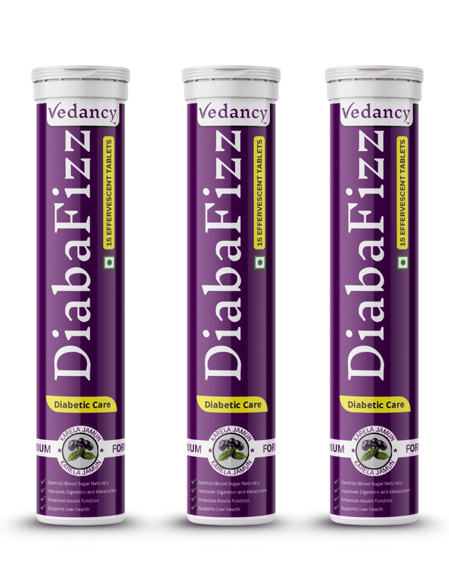 Diabafizz – Herbal Blood Sugar Wellness Effervescent Tablets | Jamun, Karela & 9 Ayurvedic Herbs | Sugar-Free, Vegan, Non-GMO | 15 Tabs - Vedancy