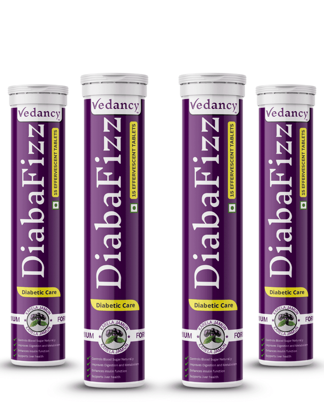 Diabafizz – Herbal Blood Sugar Wellness Effervescent Tablets | Jamun, Karela & 9 Ayurvedic Herbs | Sugar-Free, Vegan, Non-GMO | 15 Tabs - Vedancy