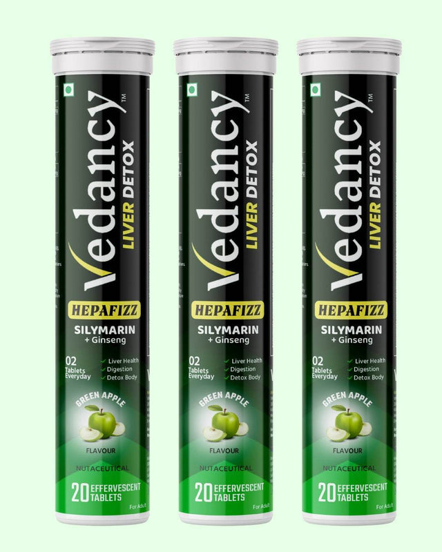 Vedancy HepaFizz – Herbal Liver Wellness Effervescent Tablets | Milk Thistle (Silymarin 250 mg), Vitamin B9 & B12 + 6 Ayurvedic Herbs