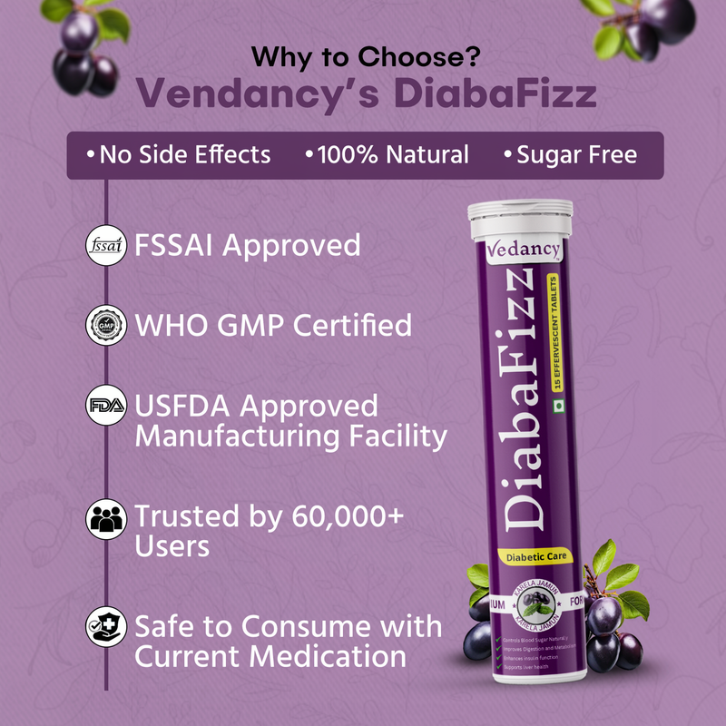 Diabafizz – Herbal Blood Sugar Wellness Effervescent Tablets | Jamun, Karela & 9 Ayurvedic Herbs | Sugar-Free, Vegan, Non-GMO | 15 Tabs