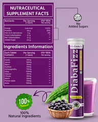 Diabafizz – Herbal Blood Sugar Wellness Effervescent Tablets | Jamun, Karela & 9 Ayurvedic Herbs | Sugar-Free, Vegan, Non-GMO | 15 Tabs
