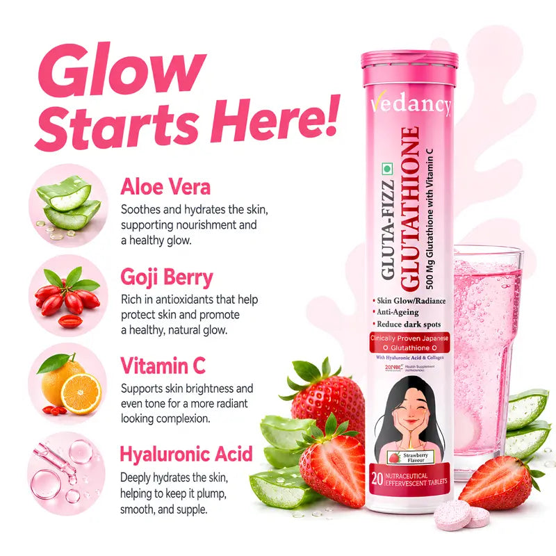 Fast-absorbing effervescent skin glow supplement compared to standard capsules