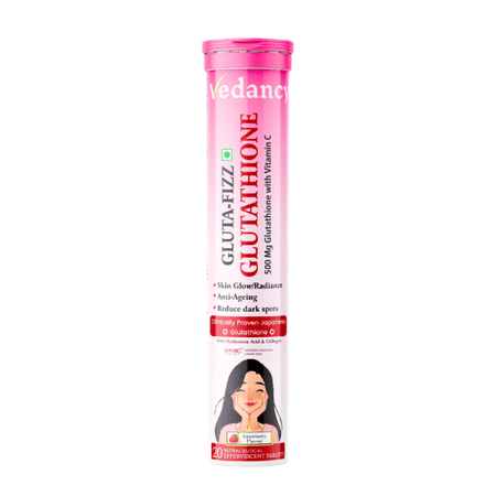 Vedancy GlutaFizz Effervescent Tablets with Opitac™ Japanese Glutathione 500mg, Vitamin C, Hyaluronic Acid, Biotin & Veg Collagen
