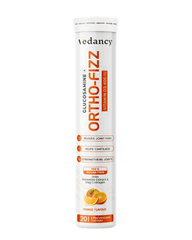 Vedancy OrthoFizz Effervescent Tablets for Joint Pain Relief | Glucosamine 750mg, Chondroitin, Vitamin D3, Veg Collagen, Boswellia & Turmeric Extract | Strengthens Bones, Improves Mobility & Flexibility | Orange Flavor | Sugar-Free