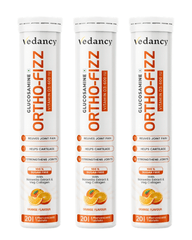 Vedancy OrthoFizz Effervescent Tablets for Joint Pain Relief | Glucosamine 750mg, Chondroitin, Vitamin D3, Veg Collagen, Boswellia & Turmeric Extract | Strengthens Bones, Improves Mobility & Flexibility | Orange Flavor | Sugar-Free