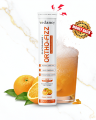 Vedancy OrthoFizz - Effervescent Tablets for Joint Pain Relief | Glucosamine 750mg, Chondroitin, Vitamin D3, Veg Collagen, Boswellia & Turmeric Extract | Strengthens Bones, Improves Mobility & Flexibility | Orange Flavor | Sugar-Free