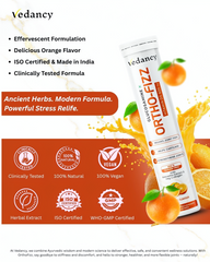 Vedancy OrthoFizz - Effervescent Tablets for Joint Pain Relief | Glucosamine 750mg, Chondroitin, Vitamin D3, Veg Collagen, Boswellia & Turmeric Extract | Strengthens Bones, Improves Mobility & Flexibility | Orange Flavor | Sugar-Free