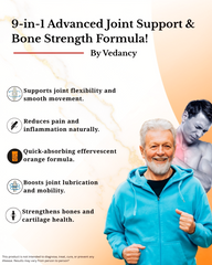 Vedancy OrthoFizz - Effervescent Tablets for Joint Pain Relief | Glucosamine 750mg, Chondroitin, Vitamin D3, Veg Collagen, Boswellia & Turmeric Extract | Strengthens Bones, Improves Mobility & Flexibility | Orange Flavor | Sugar-Free