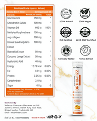 Vedancy OrthoFizz - Effervescent Tablets for Joint Pain Relief | Glucosamine 750mg, Chondroitin, Vitamin D3, Veg Collagen, Boswellia & Turmeric Extract | Strengthens Bones, Improves Mobility & Flexibility | Orange Flavor | Sugar-Free