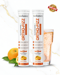 Vedancy OrthoFizz - Effervescent Tablets for Joint Pain Relief | Glucosamine 750mg, Chondroitin, Vitamin D3, Veg Collagen, Boswellia & Turmeric Extract | Strengthens Bones, Improves Mobility & Flexibility | Orange Flavor | Sugar-Free