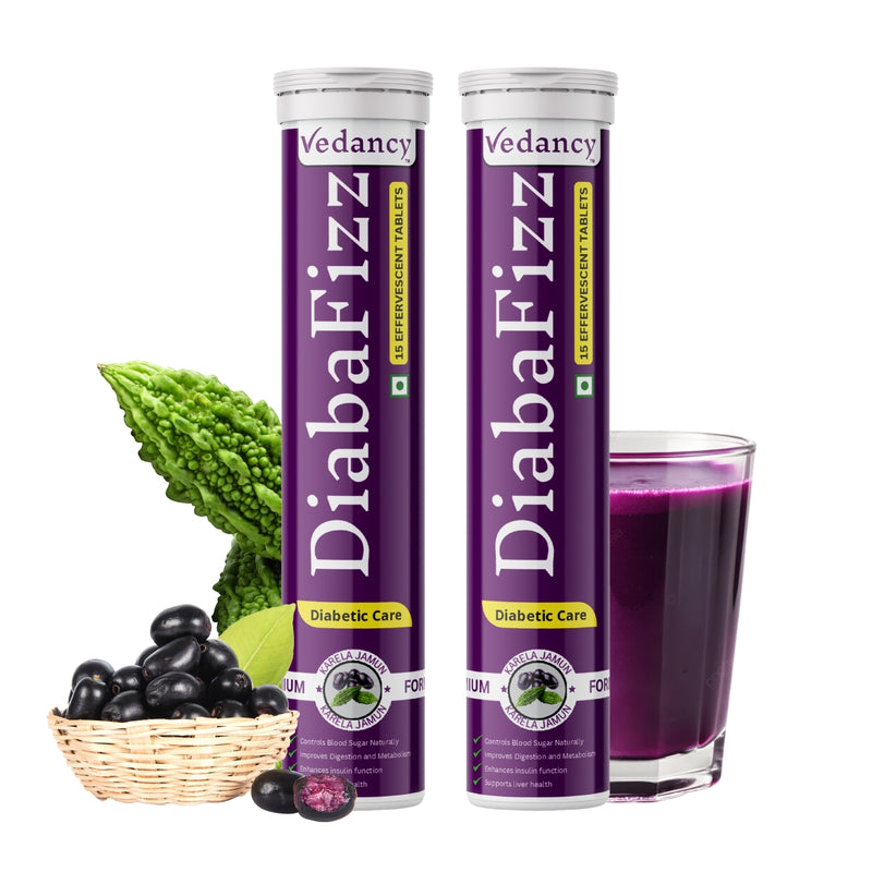 Diabafizz – Herbal Blood Sugar Wellness Effervescent Tablets | Jamun, Karela & 9 Ayurvedic Herbs | Sugar-Free, Vegan, Non-GMO | 15 Tabs