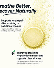 Vedancy Breetox – Herbal Lung Wellness Effervescent Tablets | Honey Lemon Ginger Flavor | With NAC, Vitamin C & Ayurvedic Herbs