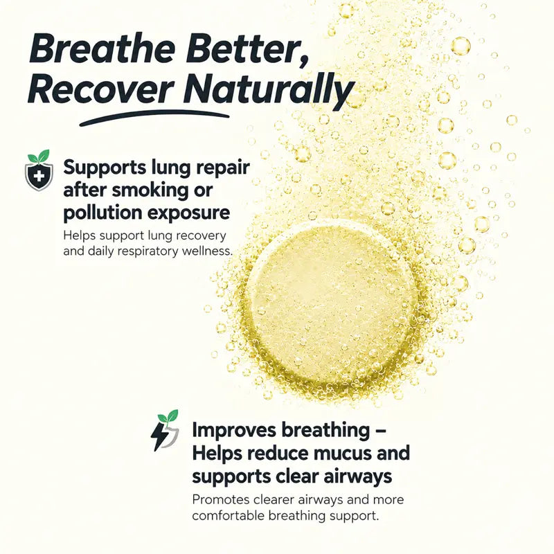 Vedancy Breetox – Herbal Lung Wellness Effervescent Tablets | Honey Lemon Ginger Flavor | With NAC, Vitamin C & Ayurvedic Herbs