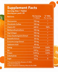 Vedancy OrthoFizz - Effervescent Tablets for Joint Pain Relief | Glucosamine 750mg, Chondroitin, Vitamin D3, Veg Collagen, Boswellia & Turmeric Extract | Strengthens Bones, Improves Mobility & Flexibility | Orange Flavor | Sugar-Free
