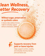 Vedancy OrthoFizz - Effervescent Tablets for Joint Pain Relief | Glucosamine 750mg, Chondroitin, Vitamin D3, Veg Collagen, Boswellia & Turmeric Extract | Strengthens Bones, Improves Mobility & Flexibility | Orange Flavor | Sugar-Free