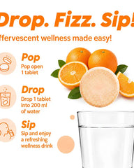 Vedancy OrthoFizz - Effervescent Tablets for Joint Pain Relief | Glucosamine 750mg, Chondroitin, Vitamin D3, Veg Collagen, Boswellia & Turmeric Extract | Strengthens Bones, Improves Mobility & Flexibility | Orange Flavor | Sugar-Free