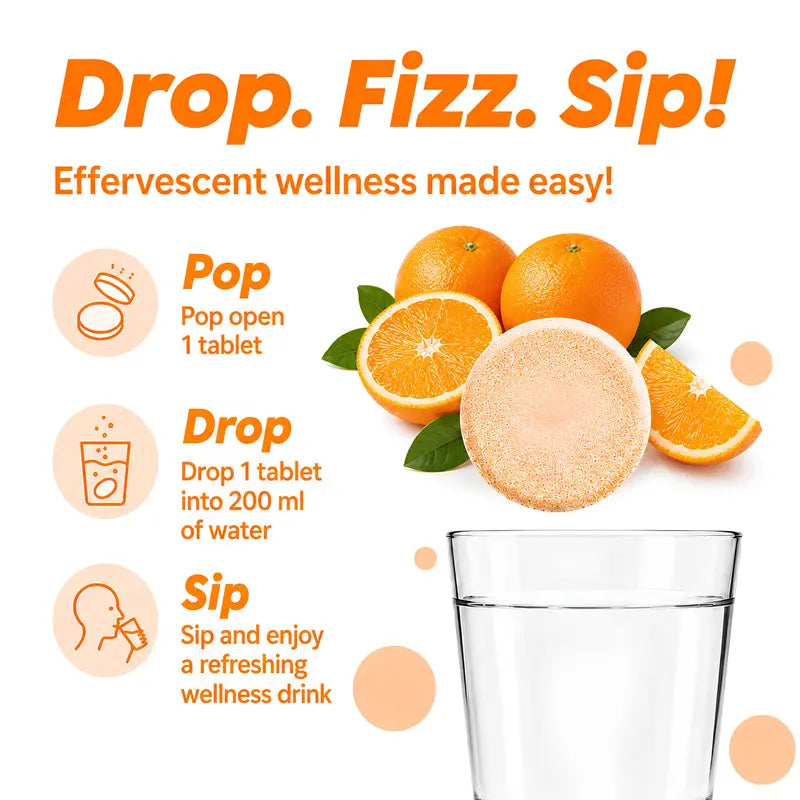 Vedancy OrthoFizz - Effervescent Tablets for Joint Pain Relief | Glucosamine 750mg, Chondroitin, Vitamin D3, Veg Collagen, Boswellia & Turmeric Extract | Strengthens Bones, Improves Mobility & Flexibility | Orange Flavor | Sugar-Free