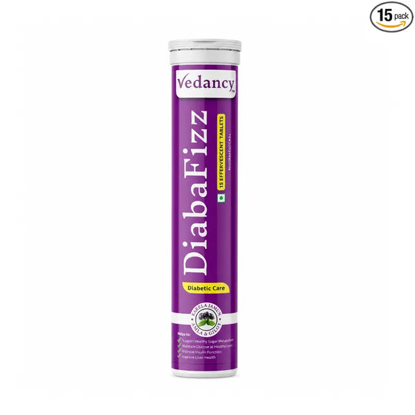 Vedancy Diabafizz sugar free herbal tablets tube with effervescent metabolic drink