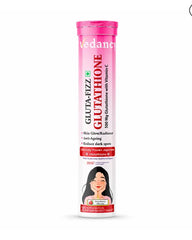 Vedancy GlutaFizz Japanese glutathione effervescent tablets tube with fizzing drink glass for glowing skin