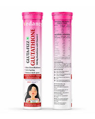 Vedancy GlutaFizz Japanese glutathione effervescent tablets tube with fizzing drink glass for glowing skin