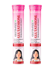 Vedancy GlutaFizz Japanese glutathione effervescent tablets tube with fizzing drink glass for glowing skin