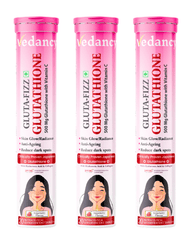 Vedancy GlutaFizz Japanese glutathione effervescent tablets tube with fizzing drink glass for glowing skin