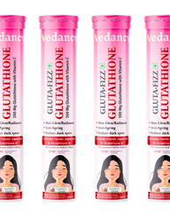 Vedancy GlutaFizz Japanese glutathione effervescent tablets tube with fizzing drink glass for glowing skin