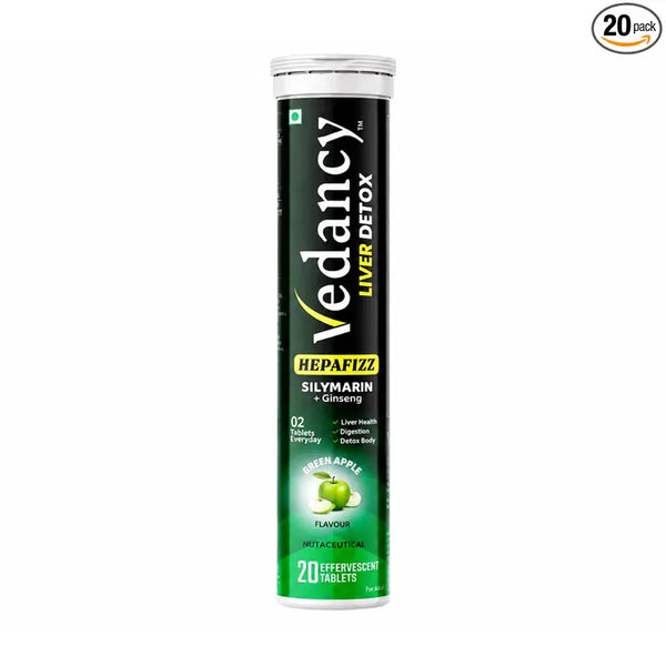 Vedancy Hepafizz liver detox tablets tube with effervescent herbal drink for liver cleansing