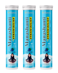Vedancy Manashanti stress relief tablets tube with refreshing calming herbal drink
