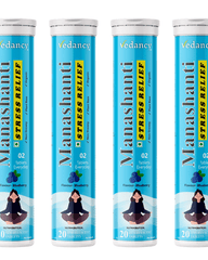 Vedancy Manashanti stress relief tablets tube with refreshing calming herbal drink