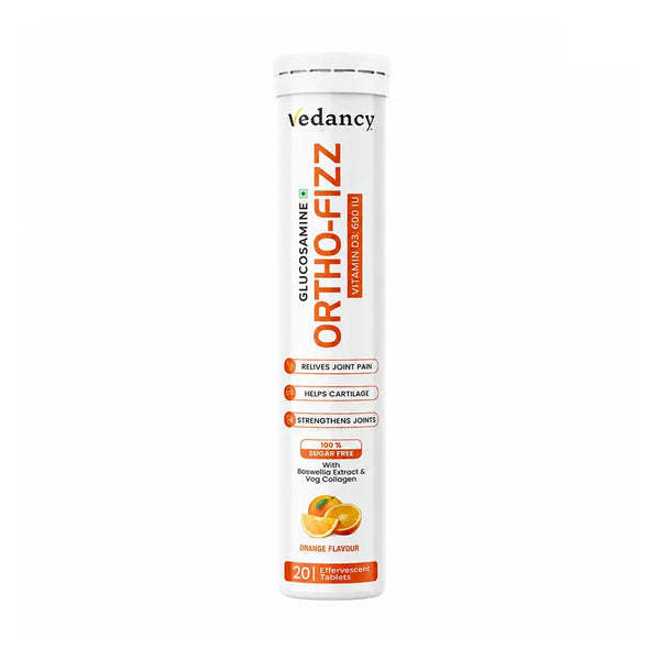 Vedancy OrthoFizz joint pain relief tablets tube with effervescent mobility drink