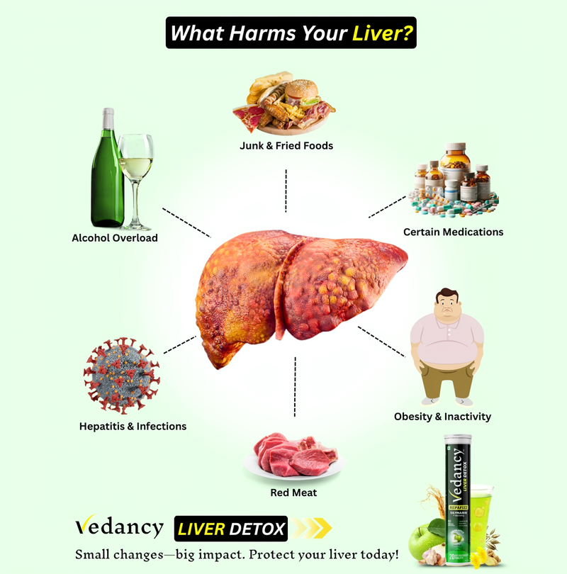 Vedancy HepaFizz – Herbal Liver Wellness Effervescent Tablets | Milk Thistle (Silymarin 250 mg), Vitamin B9 & B12 + 6 Ayurvedic Herbs