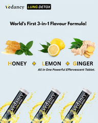 Vedancy Breetox – Herbal Lung Wellness Effervescent Tablets | Honey Lemon Ginger Flavor | With NAC, Vitamin C & Ayurvedic Herbs