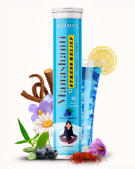 Vedancy Manashanti – Herbal Stress Support Effervescent Tablets | Blueberry Flavor | Non-Drowsy | Plant-Based & Organic | 20 Tabs