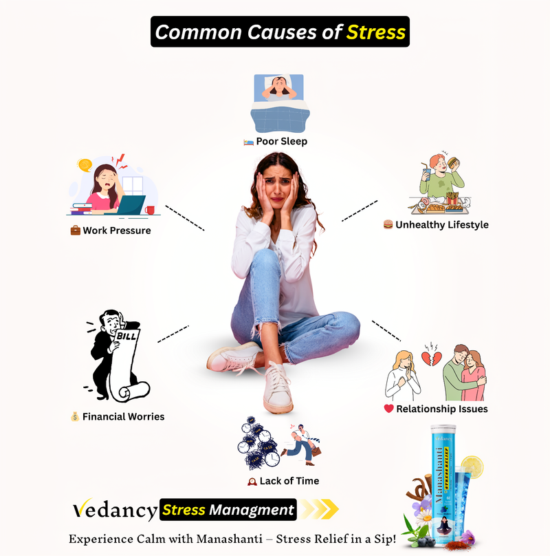 Vedancy Manashanti – Herbal Stress Support Effervescent Tablets | Blueberry Flavor | Non-Drowsy | Plant-Based & Organic | 20 Tabs