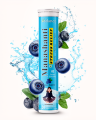 Vedancy Manashanti – Herbal Stress Support Effervescent Tablets | Blueberry Flavor | Non-Drowsy | Plant-Based & Organic | 20 Tabs