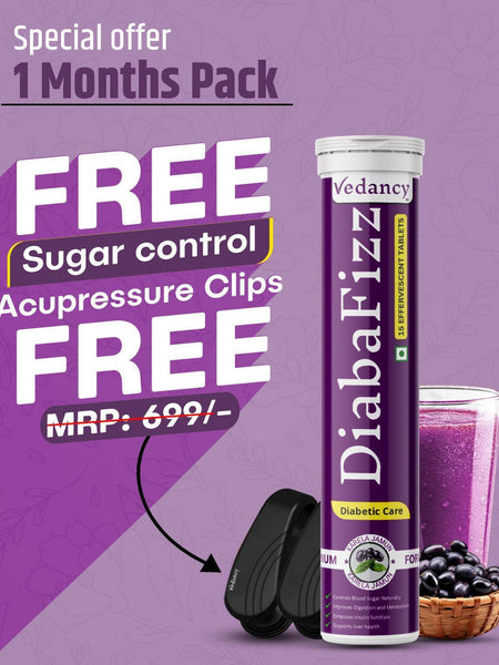 Diabafizz – Herbal Blood Sugar Wellness Effervescent Tablets | Jamun, Karela & 9 Ayurvedic Herbs | Sugar-Free, Vegan, Non-GMO | 15 Tabs - Vedancy
